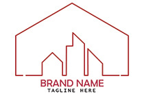 monoline hut and buildings logo