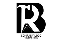 letters b and r with hammer and hut night themed logo