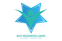 happy abstract person with a five pointed star logo