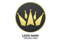 deformed crown in a badge seal logo