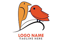 abstract parrot and sparrow on a branch logo