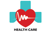 red cross, ECG lines and heart logo