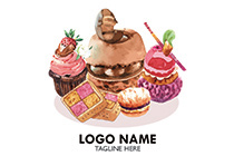 delicious bakery items colourful logo