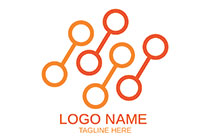 orange abstract dumbells or networking nodes logo