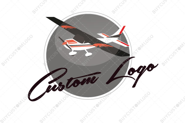 taildragger plane, circle and typography logo