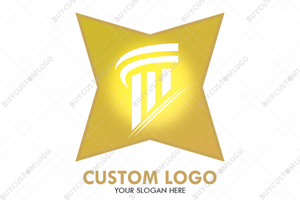 abstract pillar in a four pointed star logo