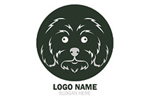 surprised bearded collie dog logo