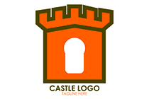 cartoonish castle turret logo