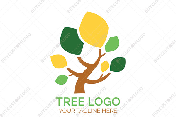 abstract tree green, yellow and brown logo