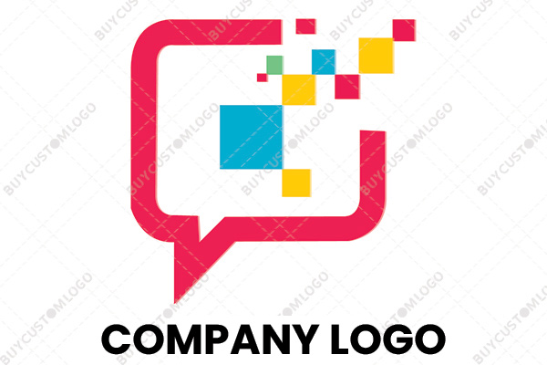 large pixels in a messaging icon logo