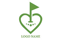 golf cup and flagstick in a heart logo
