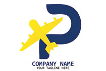 letter p and aeroplane logo