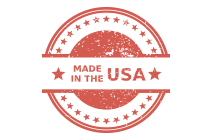 pink and white MADE IN THE USA seal with stars logo