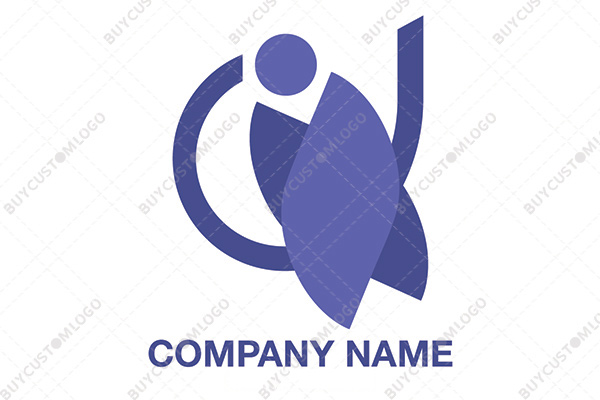 i or j caduceus abstract person logo