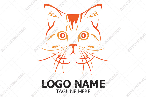calm and determined fiery cat face logo