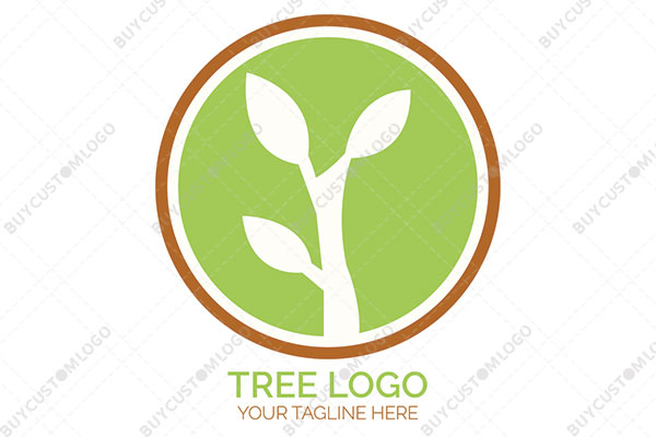 abstract tree in a round seal with circle logo
