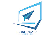 paper plane in an abstract laptop logo
