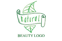 leaf with ribbon banner logo