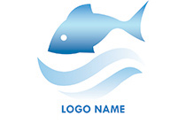 blue gradient fish on water logo