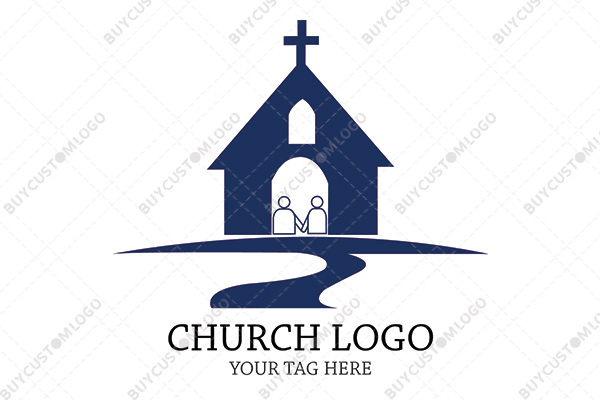 dark blue church building logo