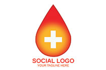 water drop with a red cross logo