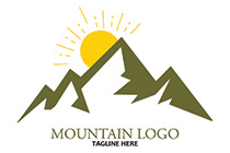sun rising behind a mountain logo