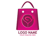 shiny flower shopping bag 3D style logo