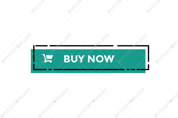 dashed line shopping cart green and white button