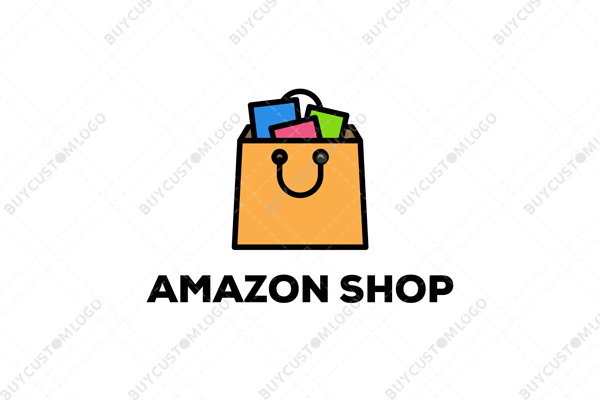 the smiling shopping bag with items logo