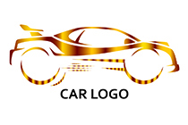 golden two seater car luxurious logo