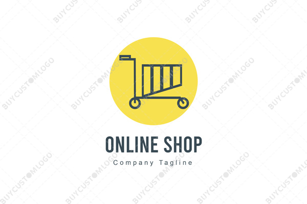 sun and continuous line shopping cart logo