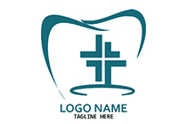 resurrection of health tooth and medical cross logo