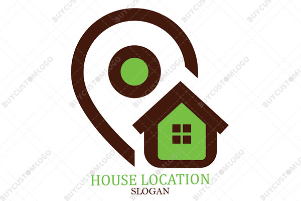 eco house and location pin logo