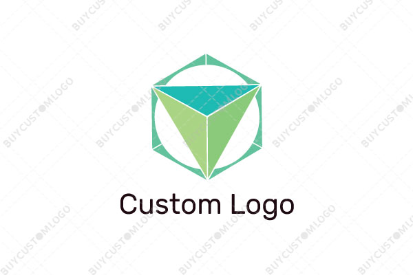 arrowhead pyramid in a hexagon geometric logo