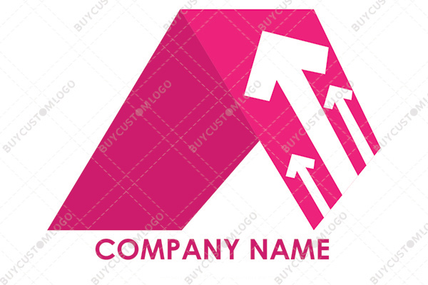 3D mountain with growth arrows logo