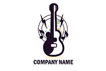 black and white electric guitar logo