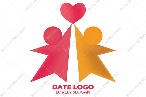 abstract persons reaching the heart star logo