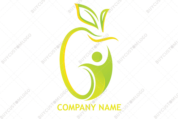 half apple abstract person logo