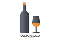 Alcohol Bottle and a Wine Glass Logo