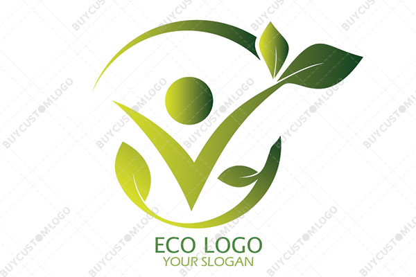 abstract person v letter natural logo