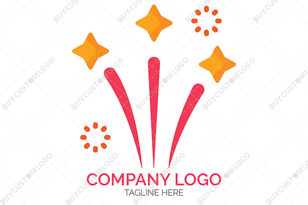 stars, lines and abstract circles firework logo