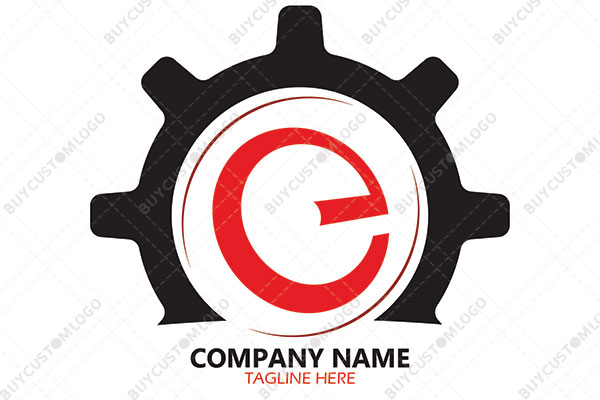 letter e power button and gear logo