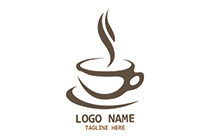 sketched coffee cup with fumes logo