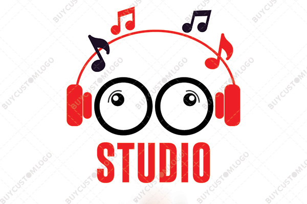 mascot wearing headphones logo