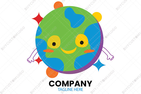 happy little globe mascot