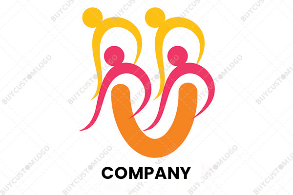 abstract persons happy clown logo