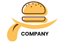 burger mascot licking the lips logo