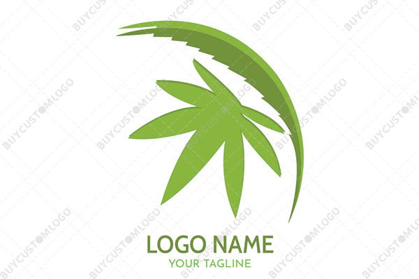 abstract leaf and marijuana logo