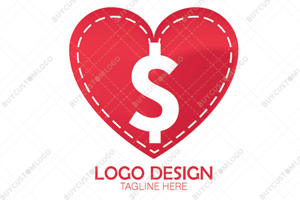 dollar and dashed line in a heart logo