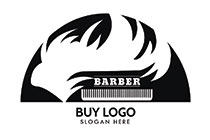 Semi-circle Abstract with a Particular Hairstyle and a Comb Beneath it Logo